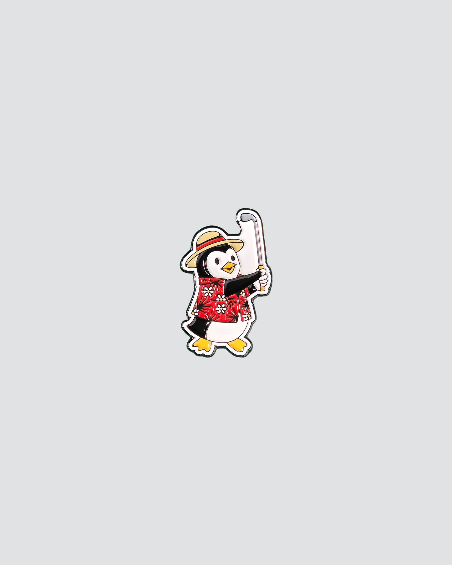 penguin swinging golf club